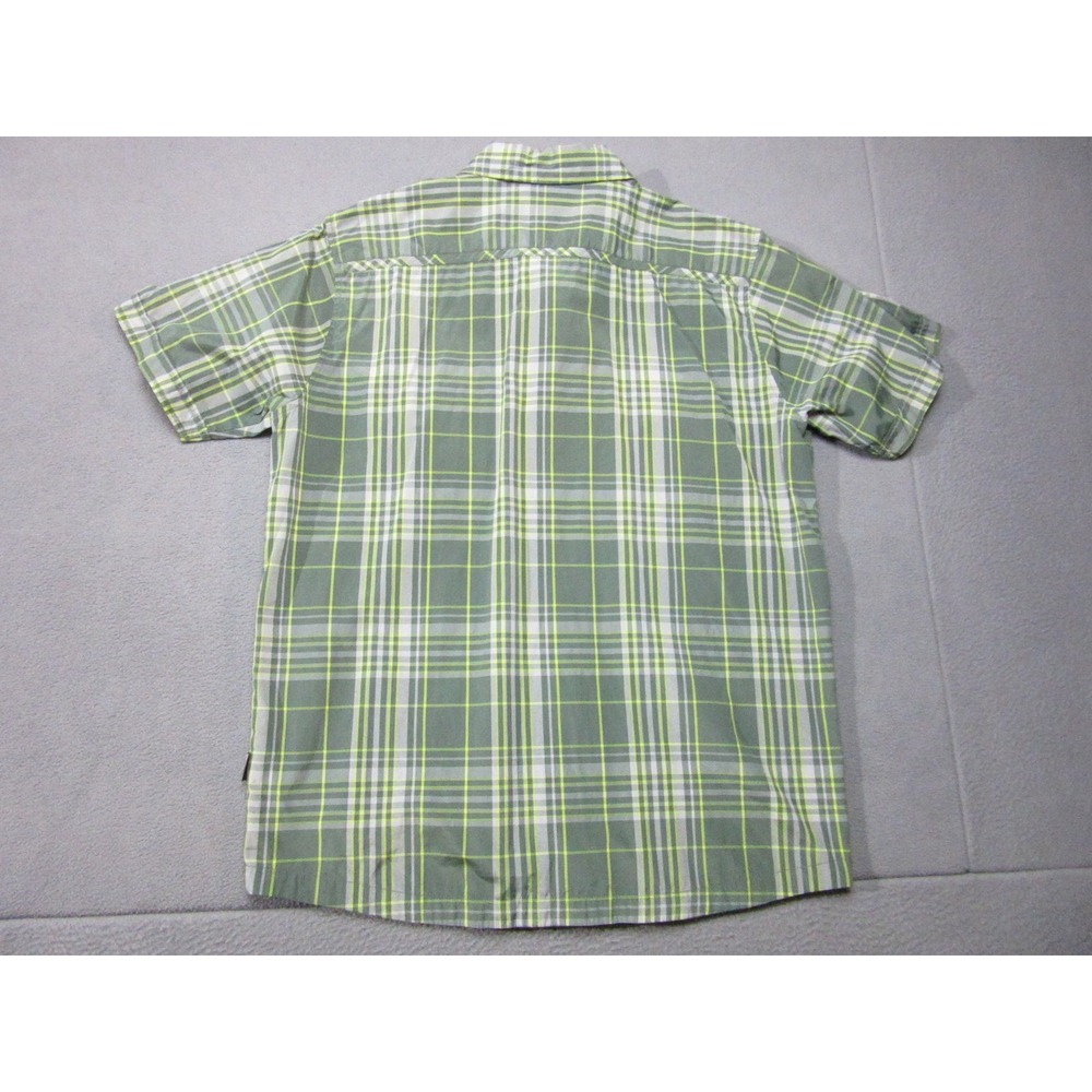 Patagonia Shirt Mens Medium Green Grey Plaid Outdoor Hiking Wicking Short Sleeve - Picture 10 of 13